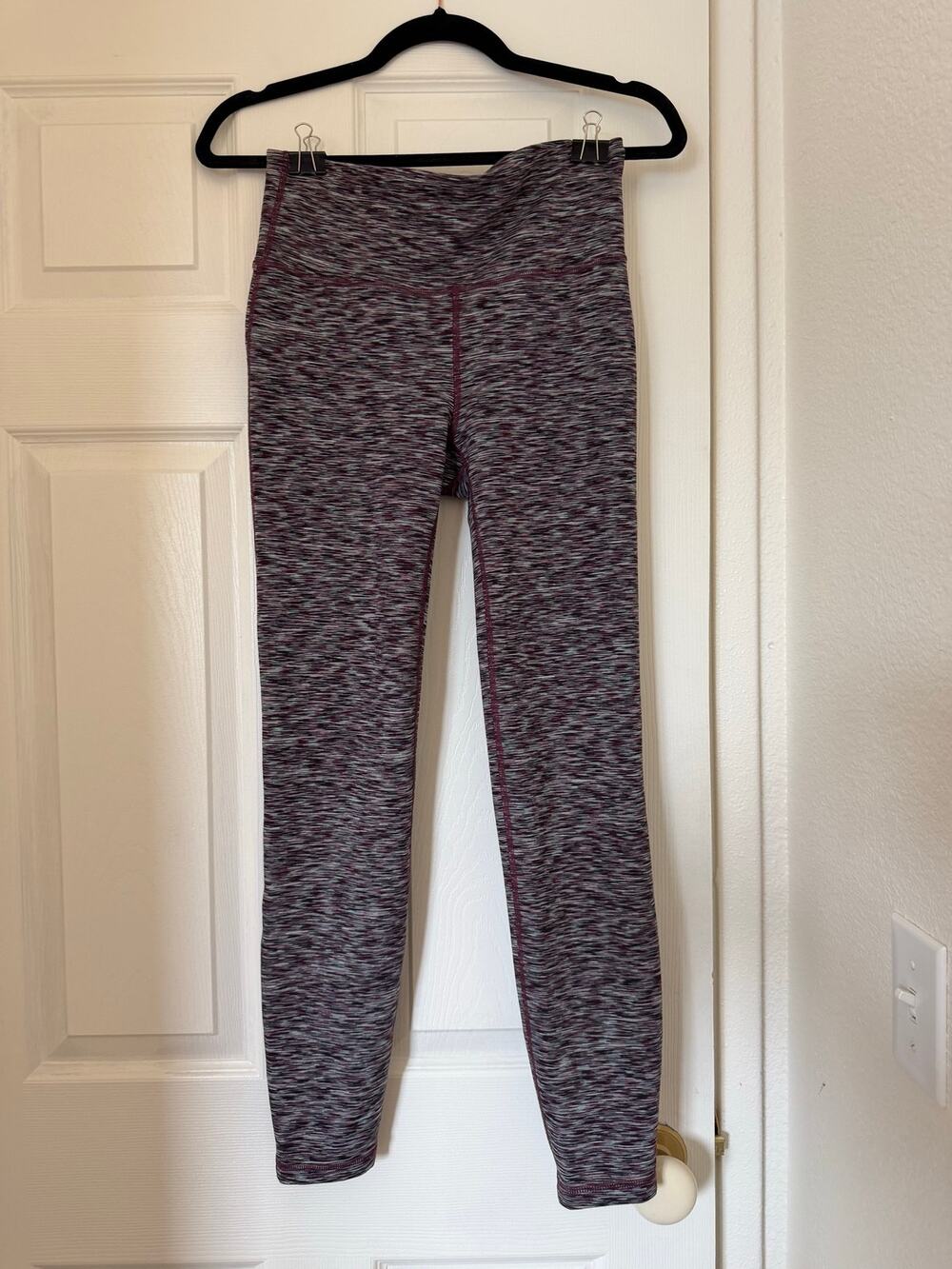 GapFit gFast Space-Dye Leggings Small Burgundy Gray Full Length